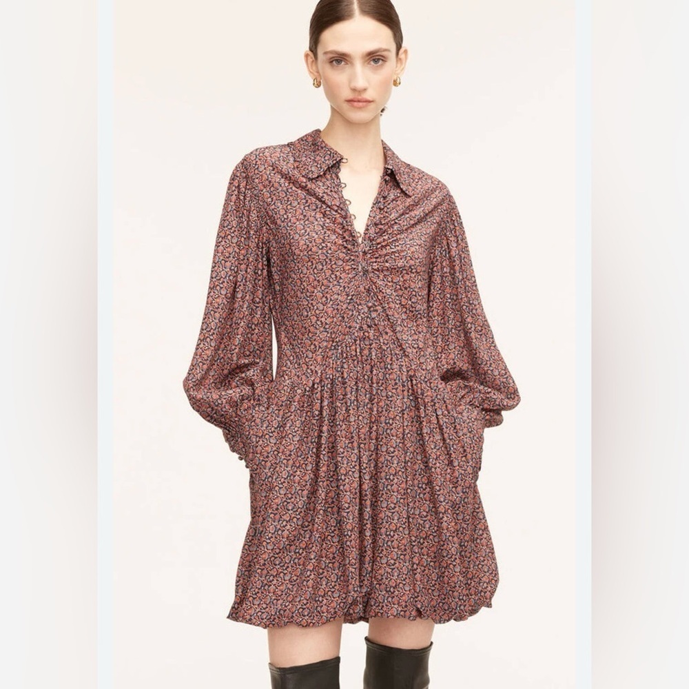Rebecca Taylor Whisper Roseen Fleur Silk Shirt Mini Dress Size 10 floral